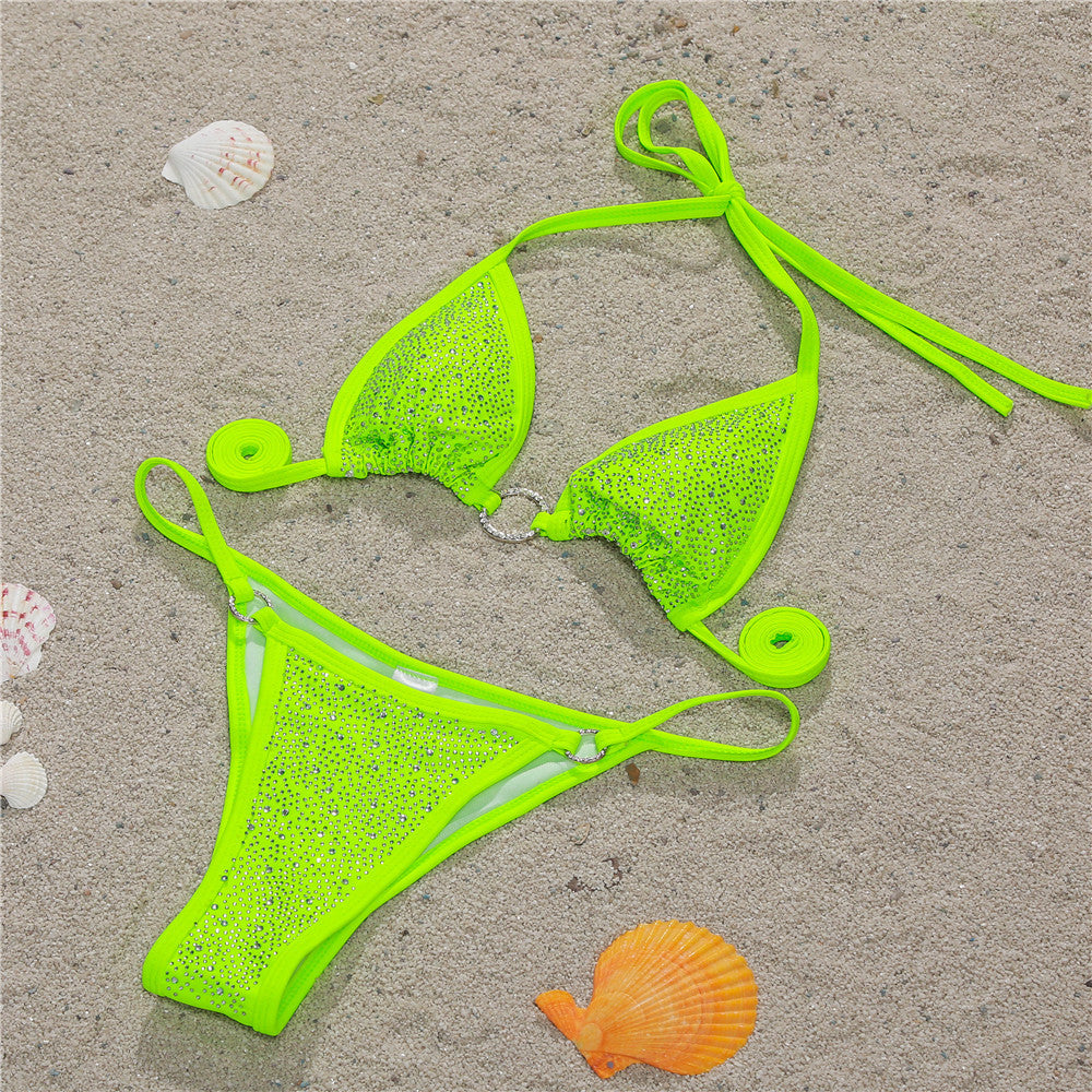 European and America new sexy bikini diamond-encrusted women's swimsuit split swimsuit