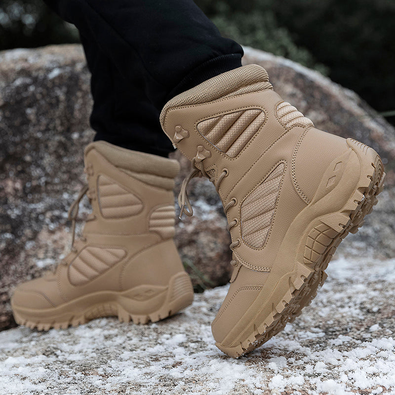 2023 جديد أحذية الثلوج أحذية السلامة الرجالية في الهواء الطلق الأحذية العسكرية القتالية أحذية المشي لمسافات طويلة الرجال أفضل أحذية جيش نعال مقاومة للاهتراء