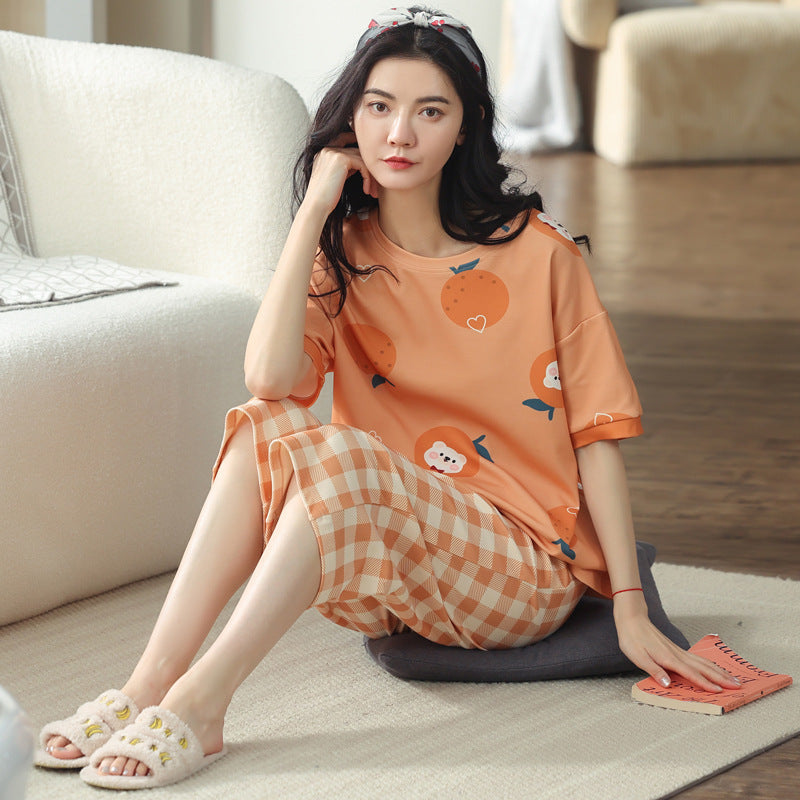 Cotton Pijama  Pajamas Sets Women Pyjamas Sleepwear Mujer Nightwear Plus Size Minimalist Capris Pants Homewear