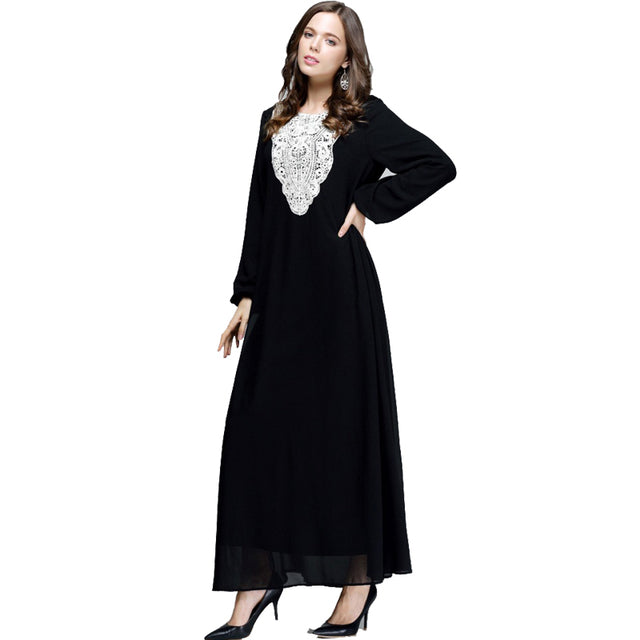 حجم كبير 5XL 6XL 7XL بوهو عباية Musulmane طويل الشيفون الدانتيل فستان ماكسي المرأة دبي تركيا الإسلامية العربية