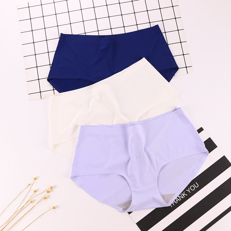 5 pieces of ladies sexy seamless solid color one piece ice silk  color panties