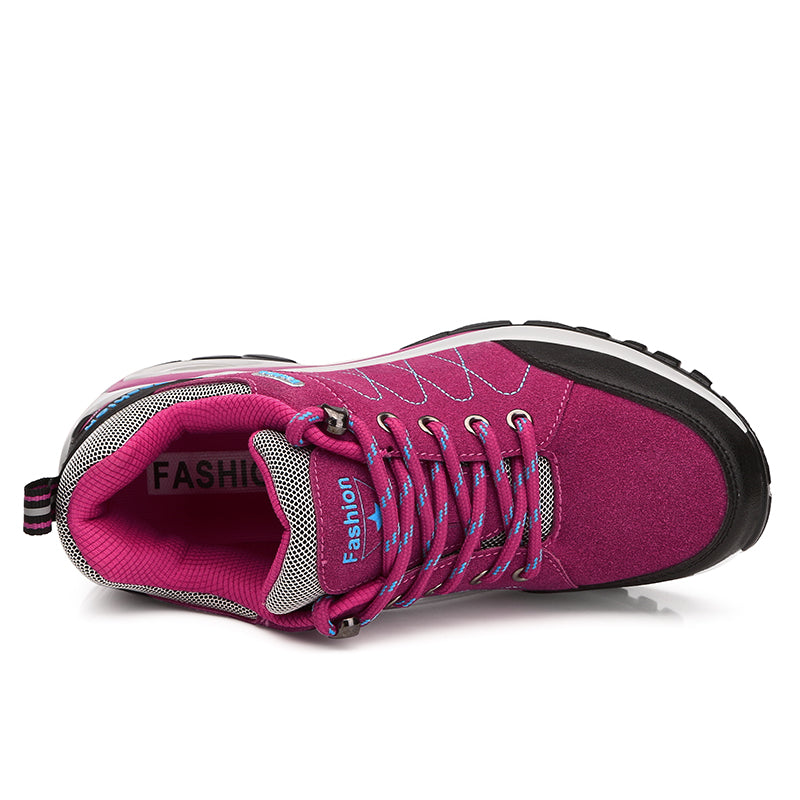 Women Shoes Outdoor Casual Running Shoes Suede Leather Waterproof Sports Shoes Hiking Shoes Women Heighten Shoes Air Cushion Jogging Shoes Comfortable