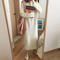 Knitted Dresses Fall Warm Sweater Women Dress Winter Long Sweaters Long Loose Maxi Oversize Lady Dresses Bodycon Robe Vestidos