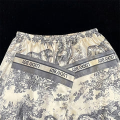 Women's  - textured national style lapel pajamas long-sleeved  silk home service suit