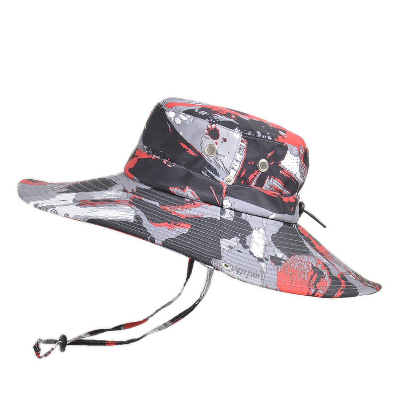 Foldable Big Brim Fisherman Hat New fashion Graffiti Fishing Hats Portable Visor Hat men women Outdoor camping hiking fisherman hat Breathable sun hat