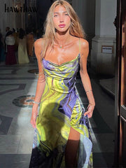 Women Elegant Printed Streetwear Party Club Birthday Bodycon Long Dress