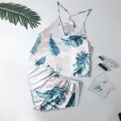 Women's summer simulation silk hanging tape pajamas vest nightdress home service life underwear cross-border supply new 7362