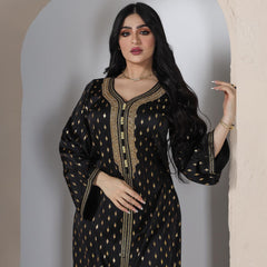 Middle East Muslim new women's robe Jalabiya bronzing fabric diamond elegant dress Eid al-Adha luxury dress Dubai