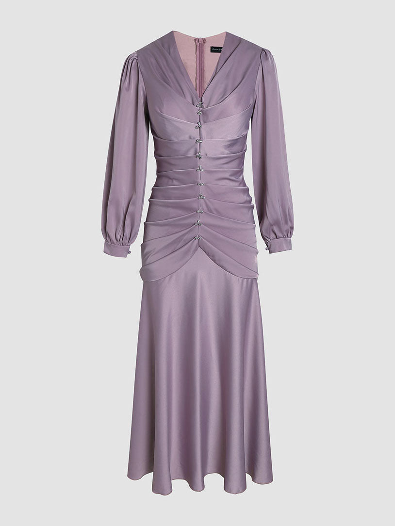 Elegant sheath wrap satin dress