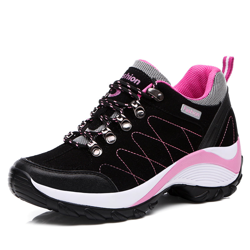 Women Shoes Outdoor Casual Running Shoes Suede Leather Waterproof Sports Shoes Hiking Shoes Women Heighten Shoes Air Cushion Jogging Shoes Comfortable