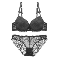 New style deep V gathered lace bra 【Set】
