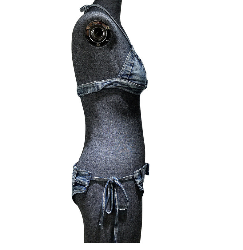 New sexy denim bikini beach suit bikini split swimsuit internet celebrity