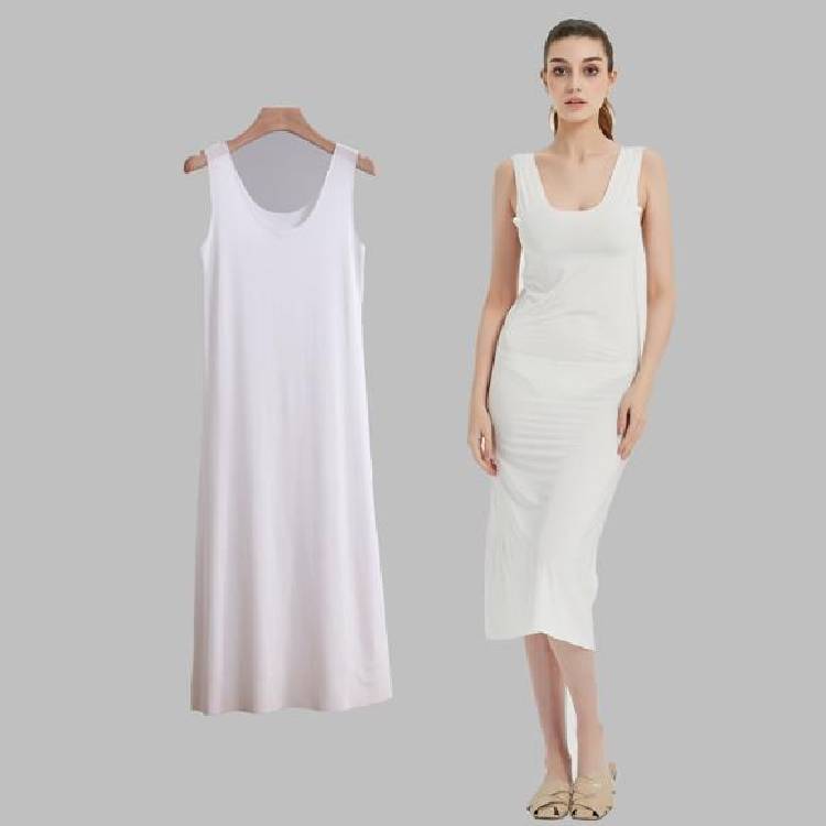 M 5XL Plus size nightgowns women sleep ice silk nightdress  seamless vest long dress female nightshirt bottoming shirt