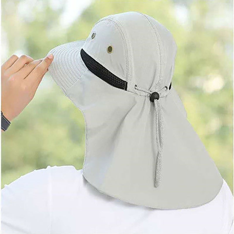 summer Sun Hat Men Women Bucket Hat with Neck Shawl Outdoor UV Protection Large Wide Brim Fisherman Hat Hiking Breathable Mesh Fishing Cap Collapsible