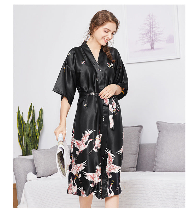 Bridesmaids Red Dressing Robes Long Ladies Fashion Homewear Nightgown