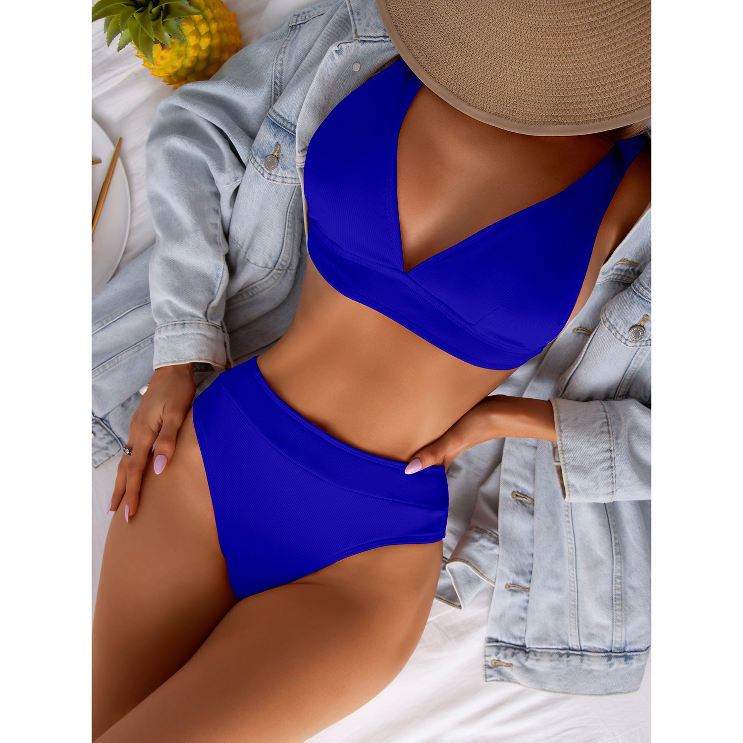 European and American new  waist  swimsuit independent station Amazon hot selling sexy split