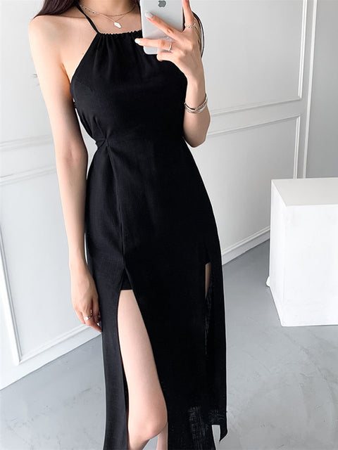 مثير الرسن فستان باكتاف مفتوحة المرأة خمر الدانتيل سبليت سليم ملاءات القطن ماكسي فستان كاجوال عطلة الشاطئ بوهو نمط الملابس