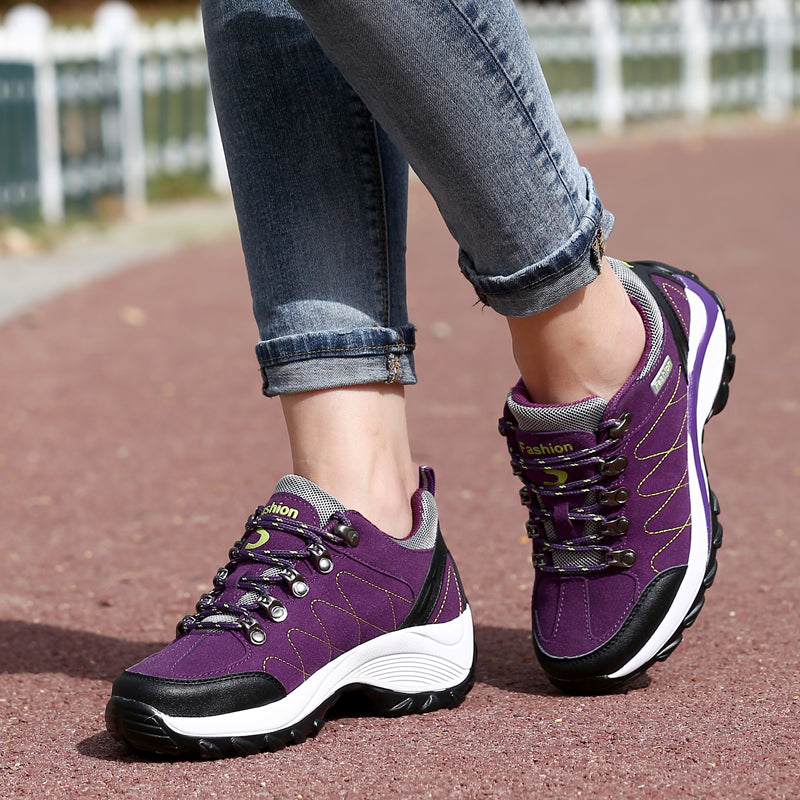 Women Shoes Outdoor Casual Running Shoes Suede Leather Waterproof Sports Shoes Hiking Shoes Women Heighten Shoes Air Cushion Jogging Shoes Comfortable