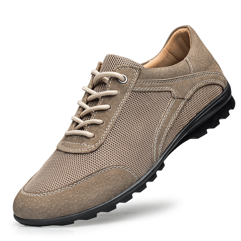 Men's sports shoes, spring  -top mesh shoes, hiking shoes, flat-bottomed large size driving sports shoes
