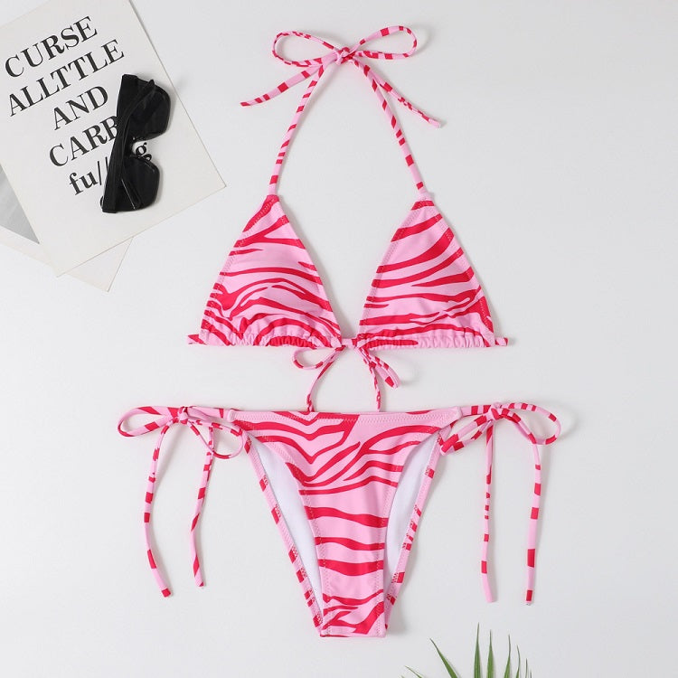 New  striped lace-up  ladies swimsuit