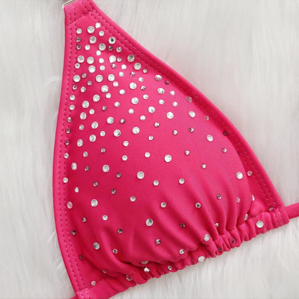European and American spring and summer new solid color sexy hot diamond strapless backless seaside holiday beach low-cut suspenders briefs swimsuit