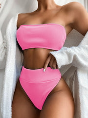 Outer Single Swimsuit Explosive Bikini Hot Selling Bikini European and American Swimwear Solid Color Swimsuit Split Swimwear