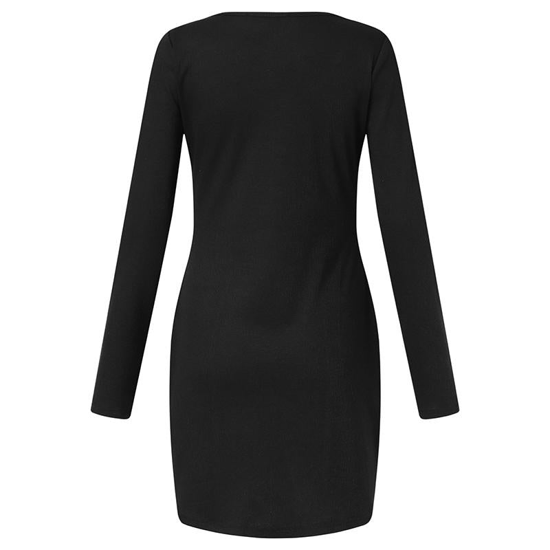 Celmia 2022 Women Sexy Dress Autumn O Neck Buttons Long Sleeve Knitted Short Bodycon Sundress Party Club Vestidos Robe Femme