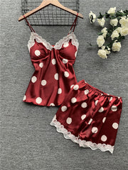 Sexy Ladies Sexy Lingerie Big Polka Dot Ladies Sling Pajamas Home Service Set