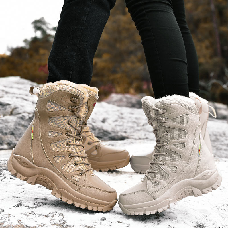 Men Boots Autumn Winter Snow Boots Plus Velvet Warm Boot Men Cotton Boots  -top Casual Outdoor Boots Lovers Hiking Travel Shoes  Size 36-46