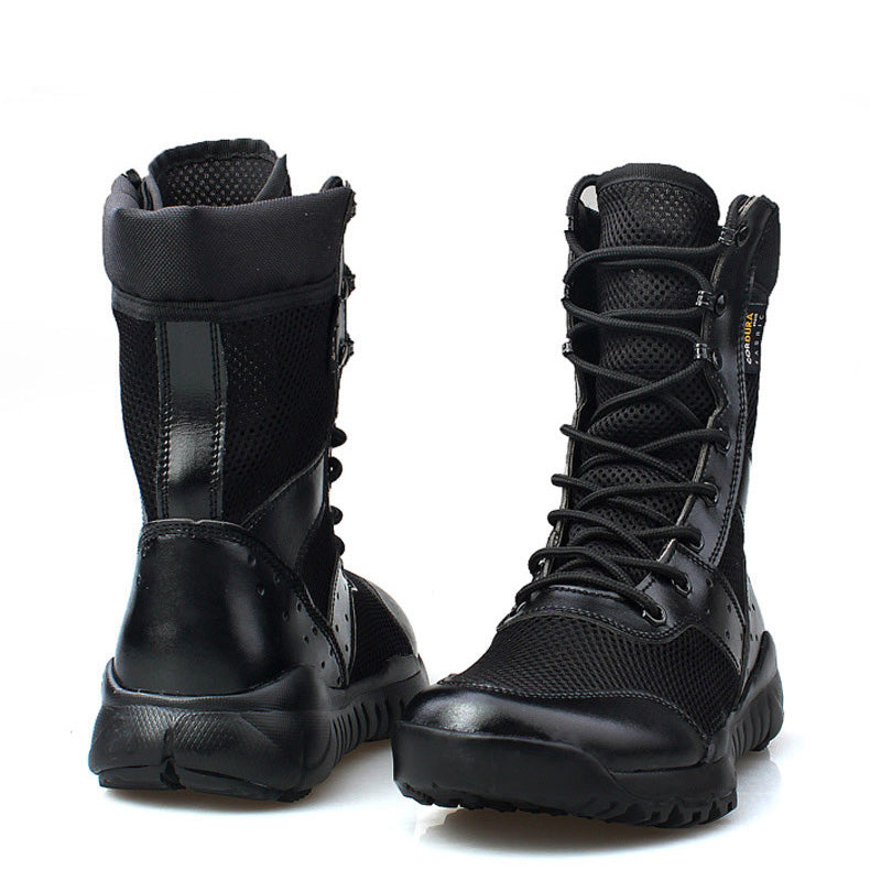 Ultralight mesh military boots, breathable combat boots, security boots, work boots, outdoor hiking boots,  -top men's boots