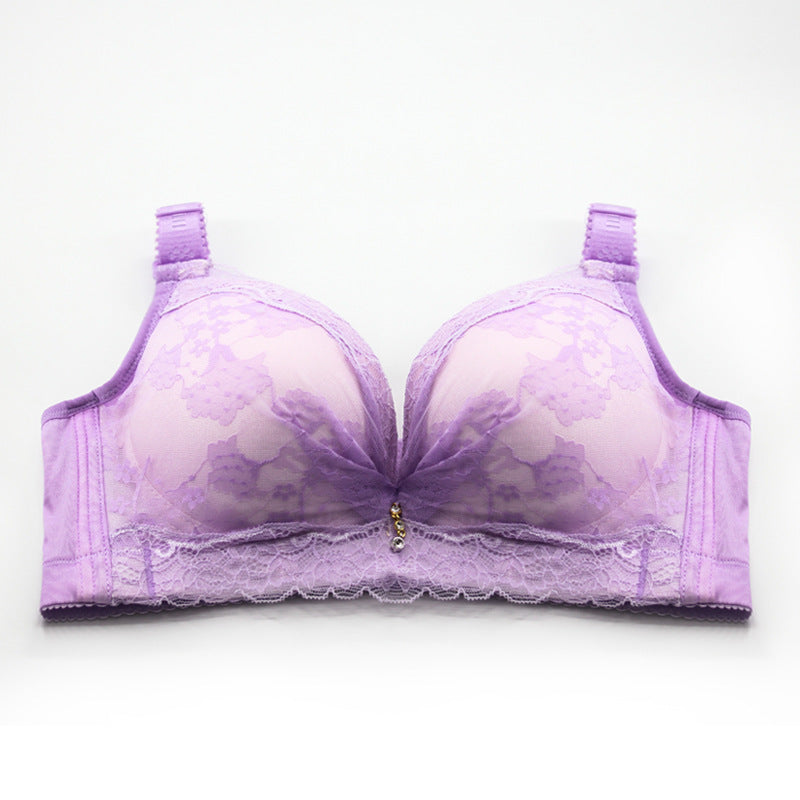 Lace, no steel ring, small chest gather bra