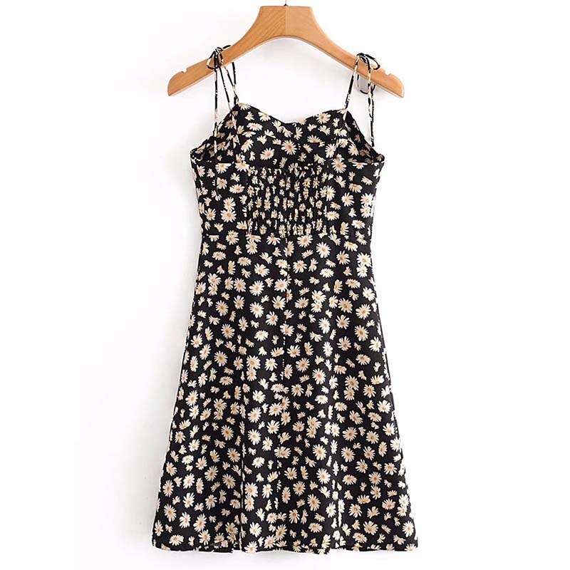 فستان قصير مثير بحمالات سباغيتي للشاطئ مطبوع عليه زهور بدون أكمام فساتين بدون ظهر للسيدات غير رسمية بوهو فيستدوس موهير 