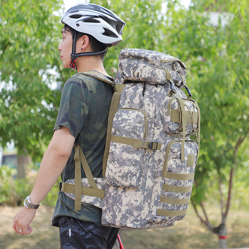 80L large-capacity camouflage mountaineering bag outdoor tactical hiking camping backpack men and women sports backpack