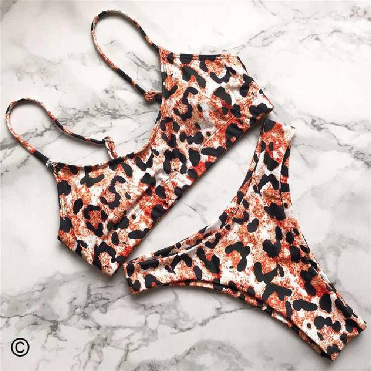 New S XL Hot Pink Leopard Bikini Women Swimwear Female Swimsuit Two piece Bikini set Bather Bathing Suit Swim Lady V871P