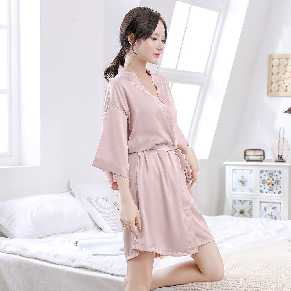 L-U-K Lady Sexy Nightdress 3/Pcs Satin Silk Pajamas Back Lace Sleepwear Comfortable Home Night Dress Woman V Neck Nightgown
