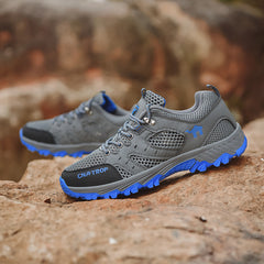 Outdoor hiking shoes men's summer breathable mesh sports shoes tendon bottom wear-resistant  hiking travel shoes thick bottom
