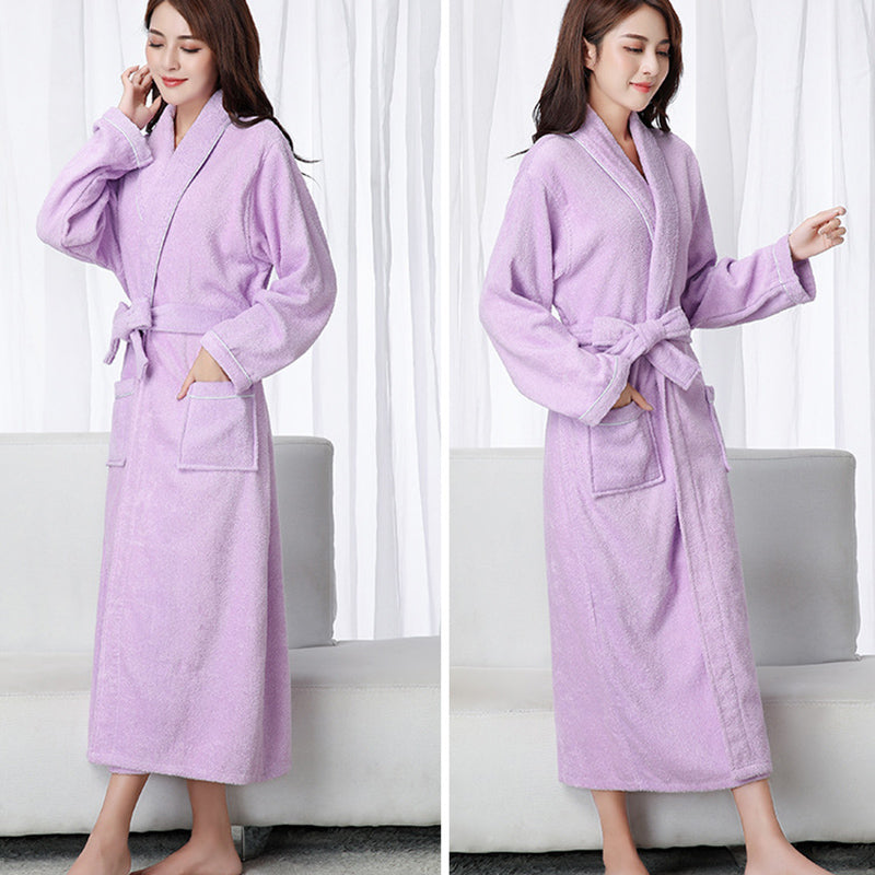 Cotton Waffle Bathrobes Men And Women Couples Absorbent Bathrobes Hotel Nightgown Bathrobe Lounge Negligee Sleepwear Plus Size  Bathrobe