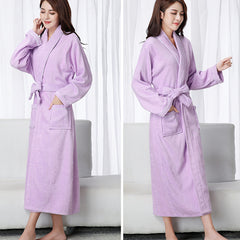 Cotton Waffle Bathrobes Men And Women Couples Absorbent Bathrobes Hotel Nightgown Bathrobe Lounge Negligee Sleepwear Plus Size  Bathrobe