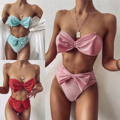 swimsuit European and American hot style swimwear swimsuit ladies split bright silk bikini