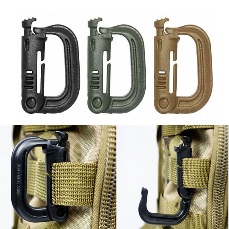 Connecting Lattice Hook Buckle D-Ring Buckle Molle Webbing Backpack Buckle Hasp Lock Steel Lock Camp Hiking Mountaineering Outdoor