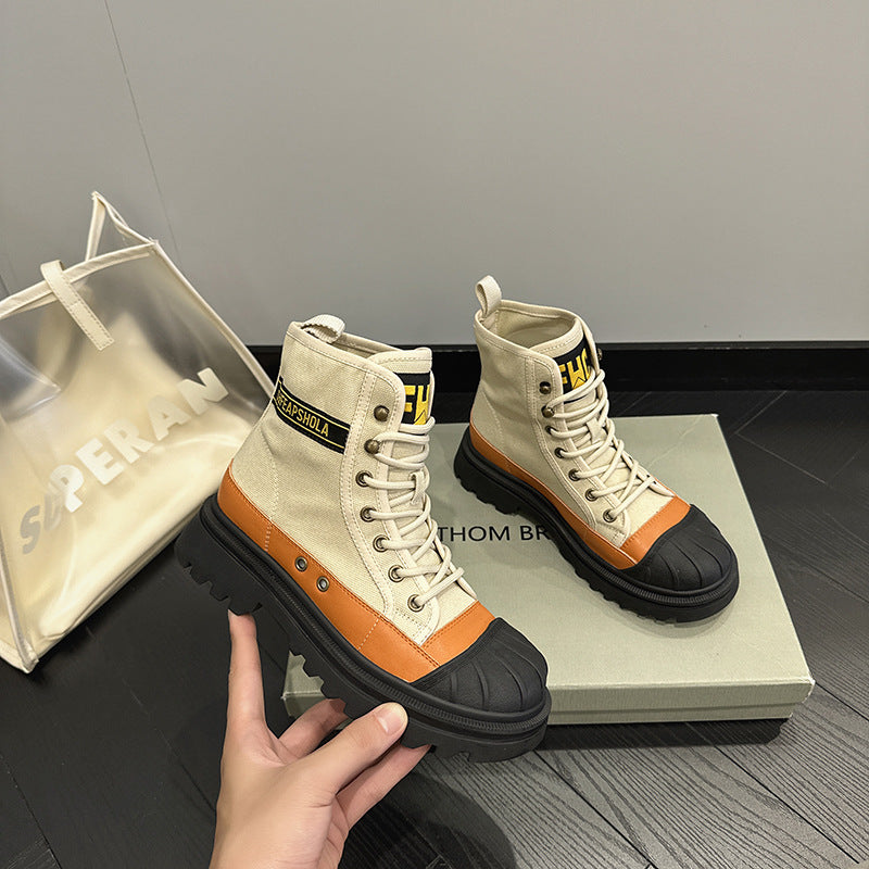 Summer new  boots women's Korean version tooling boots outdoor hiking boots leather lace breathable casual trendy boots