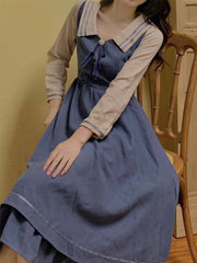 فستان كوري طويل الأكمام ميدي للنساء تصميم فيونكة فستان حفلات ضيق غير رسمي لخريف 2022 فستان بوهو أنيق ملابس نسائية