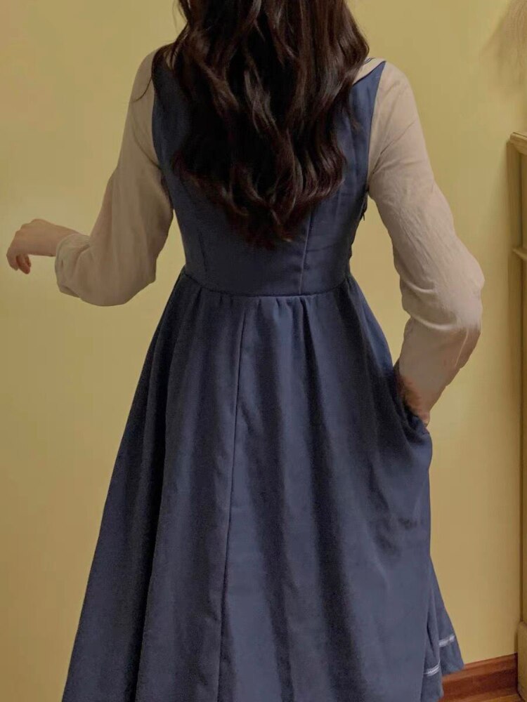 فستان كوري طويل الأكمام ميدي للنساء تصميم فيونكة فستان حفلات ضيق غير رسمي لخريف 2022 فستان بوهو أنيق ملابس نسائية