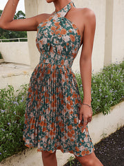 فستان نسائي مثير بدون ظهر مطبوع من Jim and Nora Boho بدون أكمام بخصر عالٍ للصيف والعطلات والحفلات والنوادي