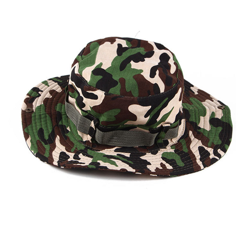 Camouflage sun Cap Outdoor Sports Sun Bucket Cap Fishing Hiking Hunting Hats Big brim fisherman hat solid color casual double-layer tourist hat