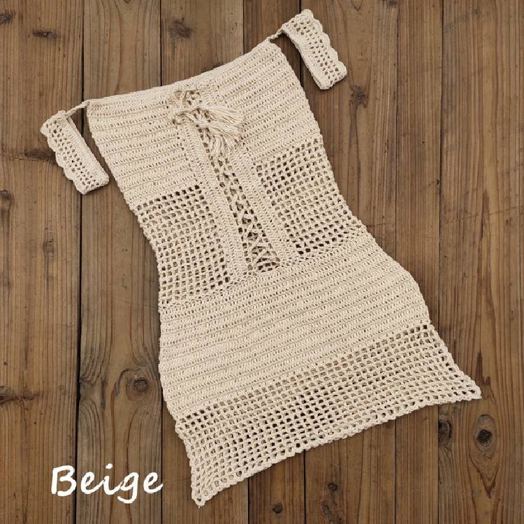 Ladies Fashion Bandage Hollow Dress Handmade Crochet Bikini Blouse Bohemian One piece Swimsuit Swimwear