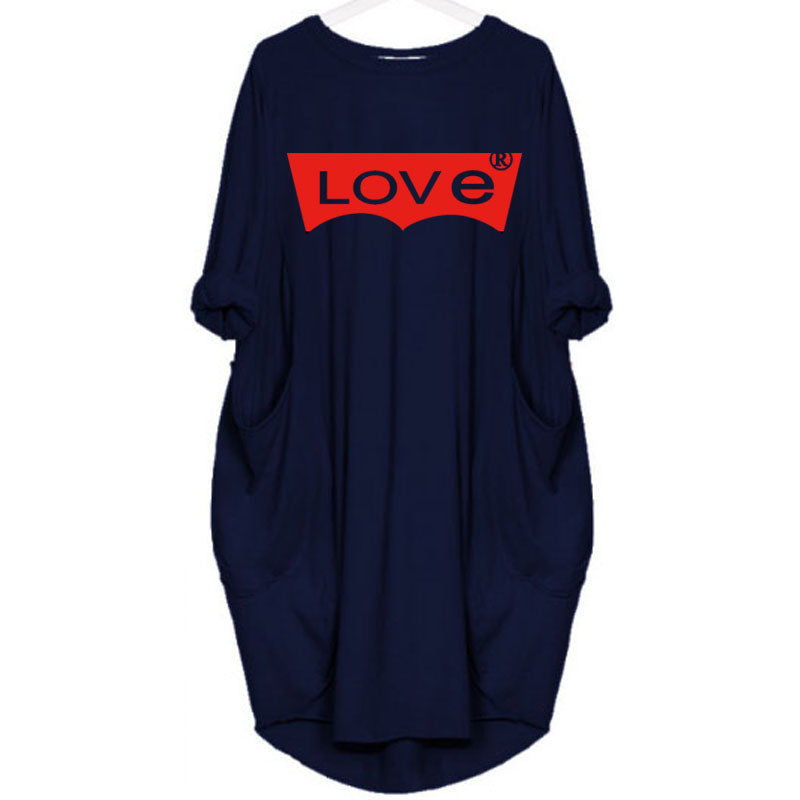 LOVE white Edge line color is random Primer Large size Easy long-sleeved Autumn and winter New trend Irregular