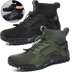 Men's hiking shoes flying woven high-top large size river tracing shoes Men's summer hiking shoes women's outdoor amphibious shoes breathable fashion