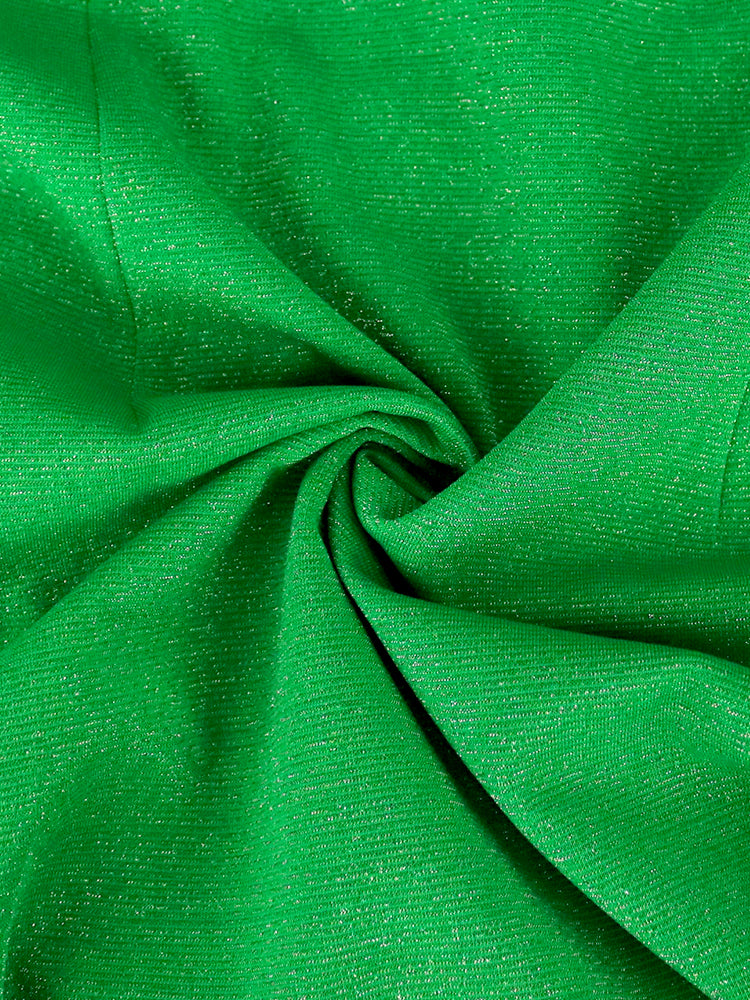 AOMEI Green Dress Bodycon Patchwork Mesh Party Mermaid Women Slim Short Lantern Sleeve Square Collar Elegant High Waist Event