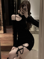 Off Shoulder Self Tie Women's Dress Sexy Summer Bodycon Dress Slim Fit